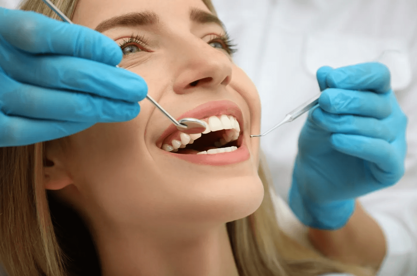 Patient receiving cosmetic dental treatment